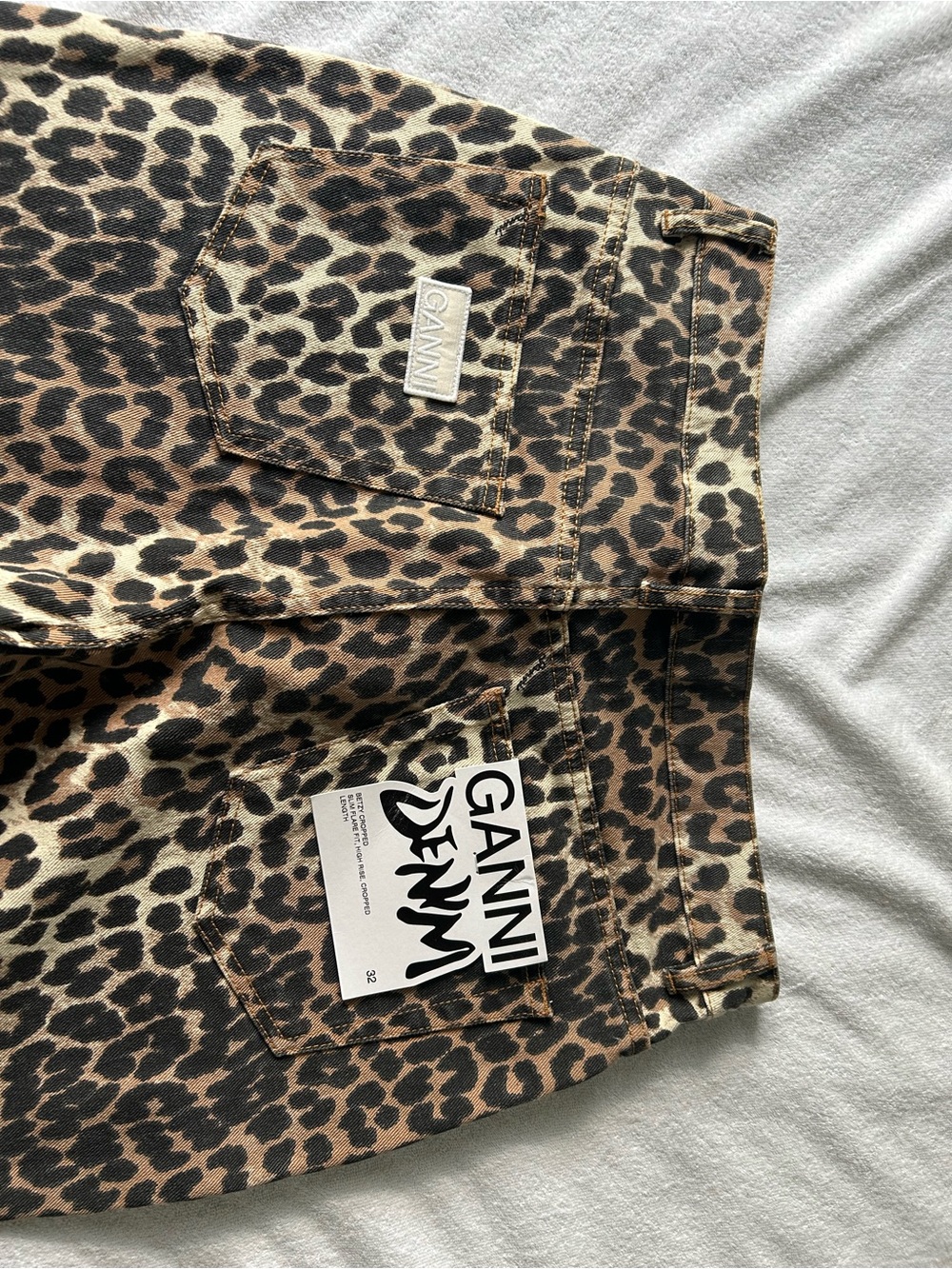 Ganni Leopard Print Jeans in Brown and Black